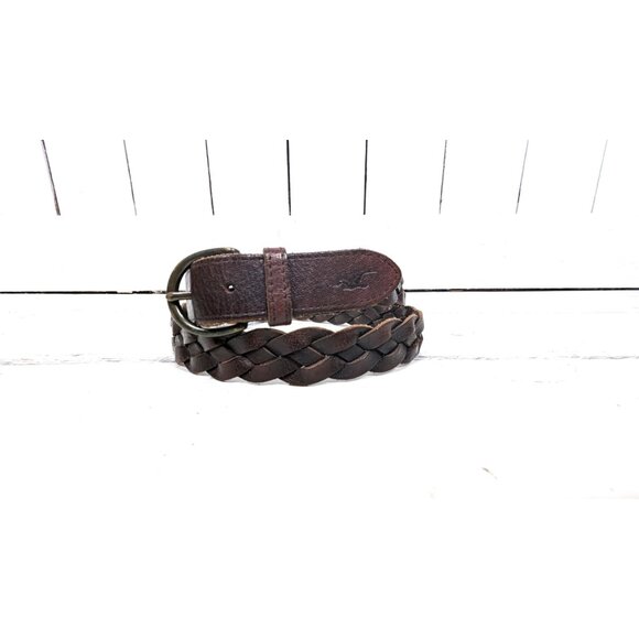 Vintage braided brown distressed leather belt